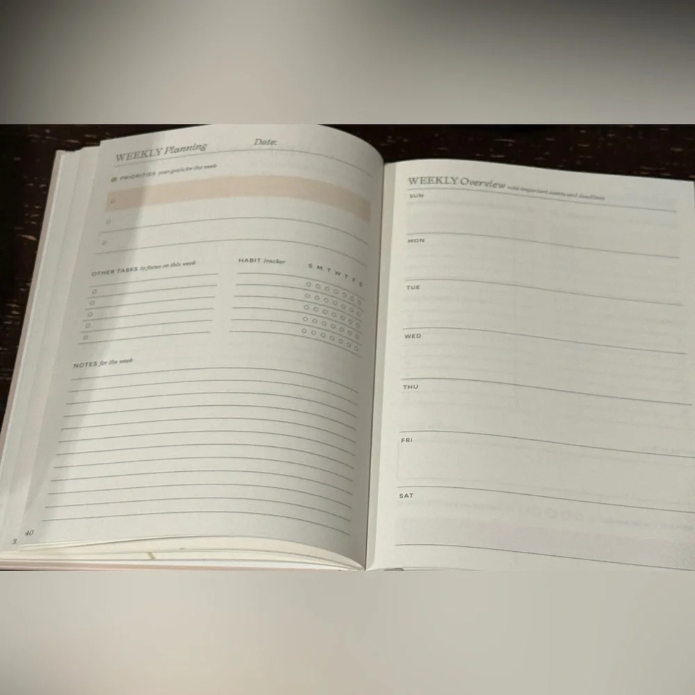 Start Fresh Every Day Hardcover Planner - Blue Text on Cream